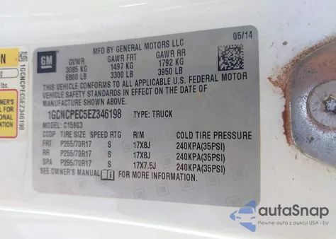 2014 Chevrolet Silverado 1500 Work Truck 1Wt z USA, uszkodzony, nr VIN 1GCNCPEC5EZ346198